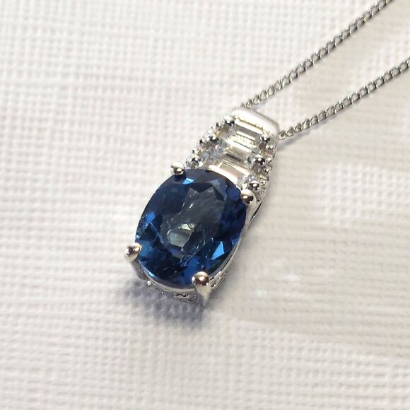 Blue Mystic Topaz Pendant Necklace 20" Chain - Picture 7 of 10